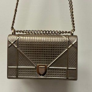 Christian Dior Metallic Patent Diorama Gold Flap Bag